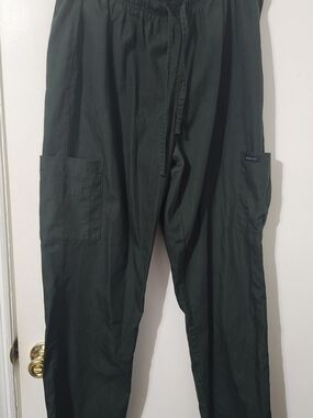 Dark Green Cargo Utility Pants with Elastic Waist